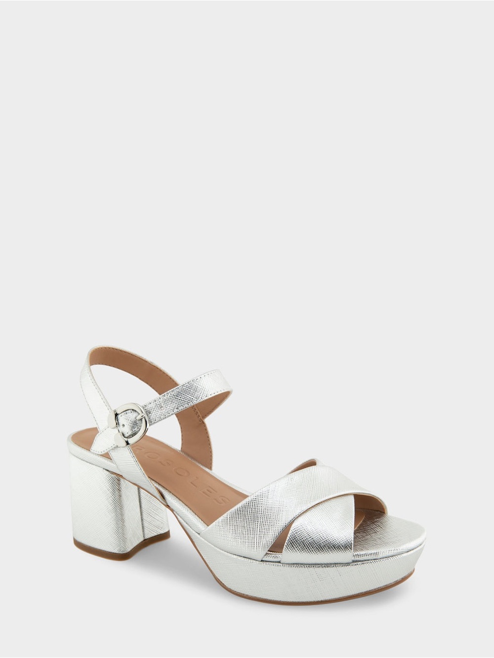 Aerosoles Cosmo Silver Metallic Platform Block Heel Sandal - Women Size 9.5